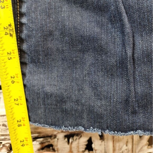 Ann Taylor Loft Distressed Modern Mid-Rise Boot Dark Blue Denim Jeans Size 6 - Picture 7 of 13